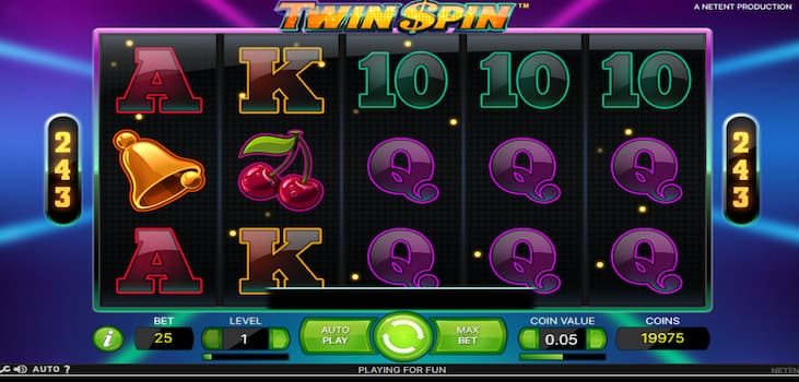 Símbolos especiais do Twin Spin incluindo Diamante e Sete Vermelho